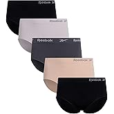 Reebok Womens Briefs Underwear - 5 Pack Plus Size Soft Stretch Performance High Waisted Panties Seamless Underwear for Women
