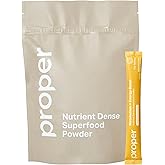 Proper, The Yellows Metabolism and Energy Boost, Sugar Free Energy Drink Powder with 100mg Caffeine. No Creatine or Beta-Alanine. 15 Servings, Pineapple Mango Drink Mix for Men and Women