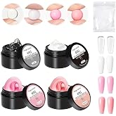 Solid Builder Gel for Nails 4 Colors Builder Gel Nail Kit 4 in1 Non-sticky for Nails Extension with Art Tools for DIY in Salon &amp; Home Solution (1)