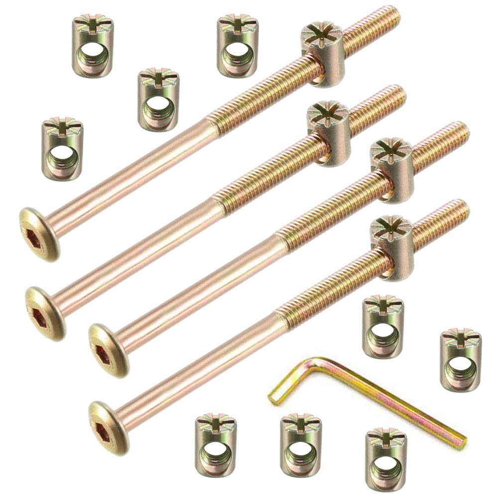 Photo 1 of Socell M6 x 120mm Zinc Plated Hex Drive Socket Cap Furniture Barrel Screws Bolt Nuts Assortment Kit for Furniture Cots Beds Crib Hardware Screws Crib and Chairs(Pack of 15 and 1 Hex Key for Free)