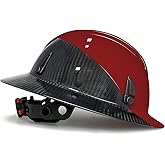 SAFEBUILDER Carbon Fiber Full Brim Hard Hats Made of Carbon Fiber Safety Helmet 6-Point Suspension ANSI Certified for Construction, Industrial, Outdoor Work