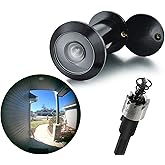 TOGU 220-degree Solid Brass Peep Holes for Door with 16mm Drill Bit, 0.63 inch Door Peephole with Privacy, Compatible with Door Thick from 1-3/8" to 2-1/6", Matte Black Finish