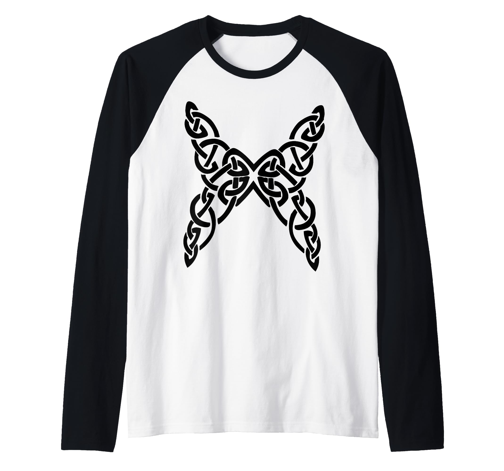 Celtic Butterfly Gaelic Design Raglan Baseball Tee