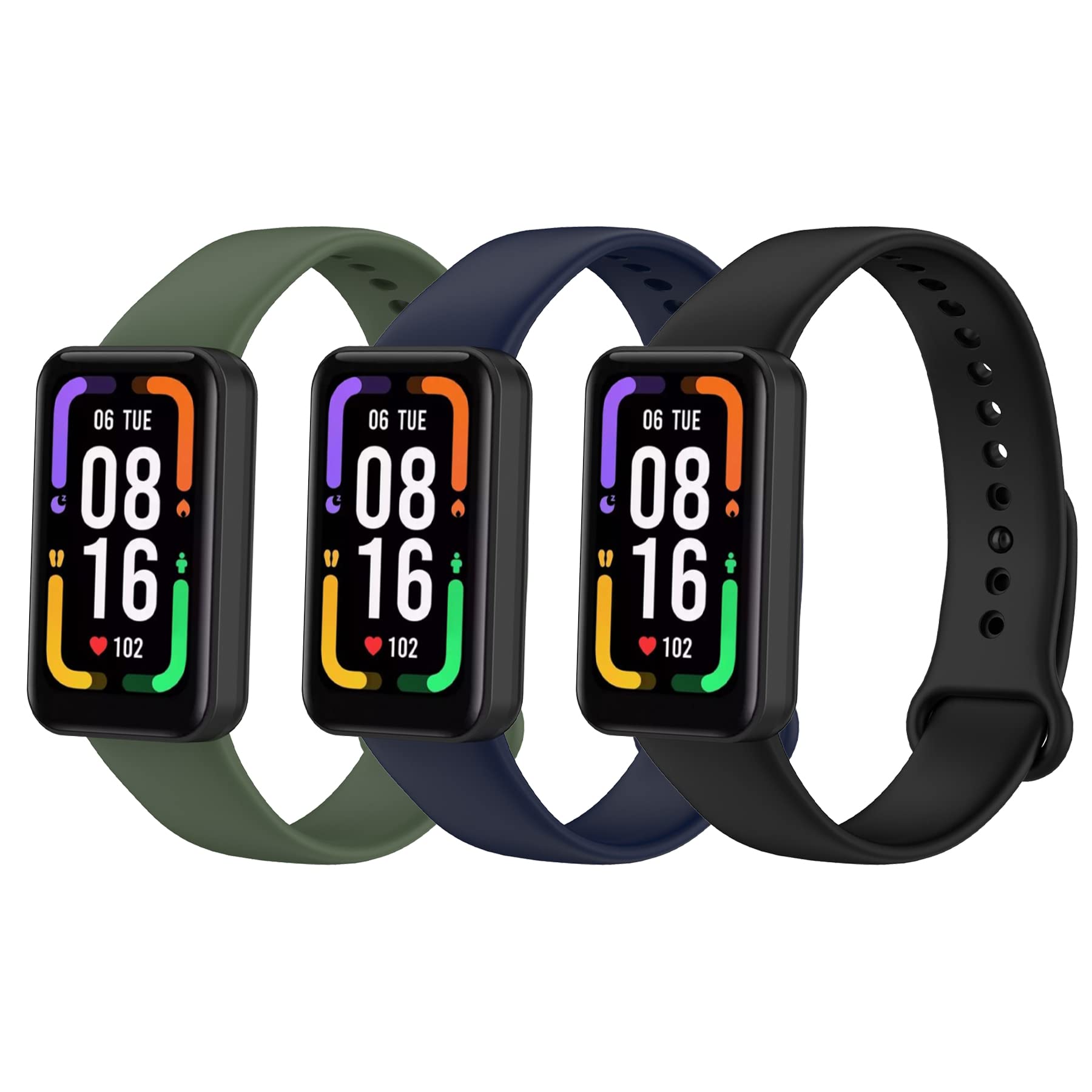 SenMore 3 PCS Silicone Band for Redmi Smart Band Pro Strap, Waterproof Breathable Fitness Strap Replacement Strap Compatible with Xiaomi Redmi Smart Band Pro Accessories