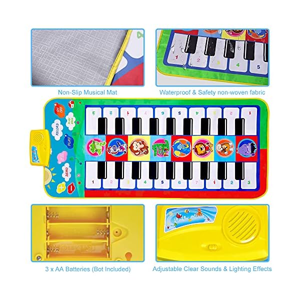 m-zimoon-Piano-Mat-Kids-Large-Music-Play-Mat-4409-Colorful-Musical-Dance-Mat-Cartoon-Floor-keyboard-Carpet-Educational-Toys-Gift-for-Age-3-Boys-Girls-Toddler m zimoon Piano Mat, Kids Large Double Music Play Mat 44" x 20" Colorful Musical Dance Mat Cartoon Floor keyboard Carpet Educational Musical toys Gift for Age 3+ Boys Girls Kids Toddler