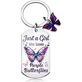Qiubewi Butterfly Gifts for Women Adult Girls Purple Butterfly Keychain for Women Unique Purple Stuff Birthday Gift for Wife Girlfriend Daughter Christmas Stuff Butterflies Keychain Accessories