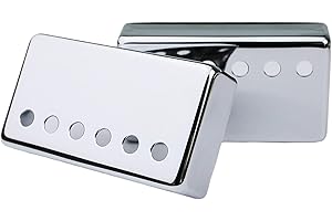 Guyker Humbucker Pickup Cover (52mm/50mm Pole Spacing) – Cupronickel Bridge and Neck Pickups Frame Set Replacement Parts for Les Paul LP Style Electric Guitar (PC001, Chrome)