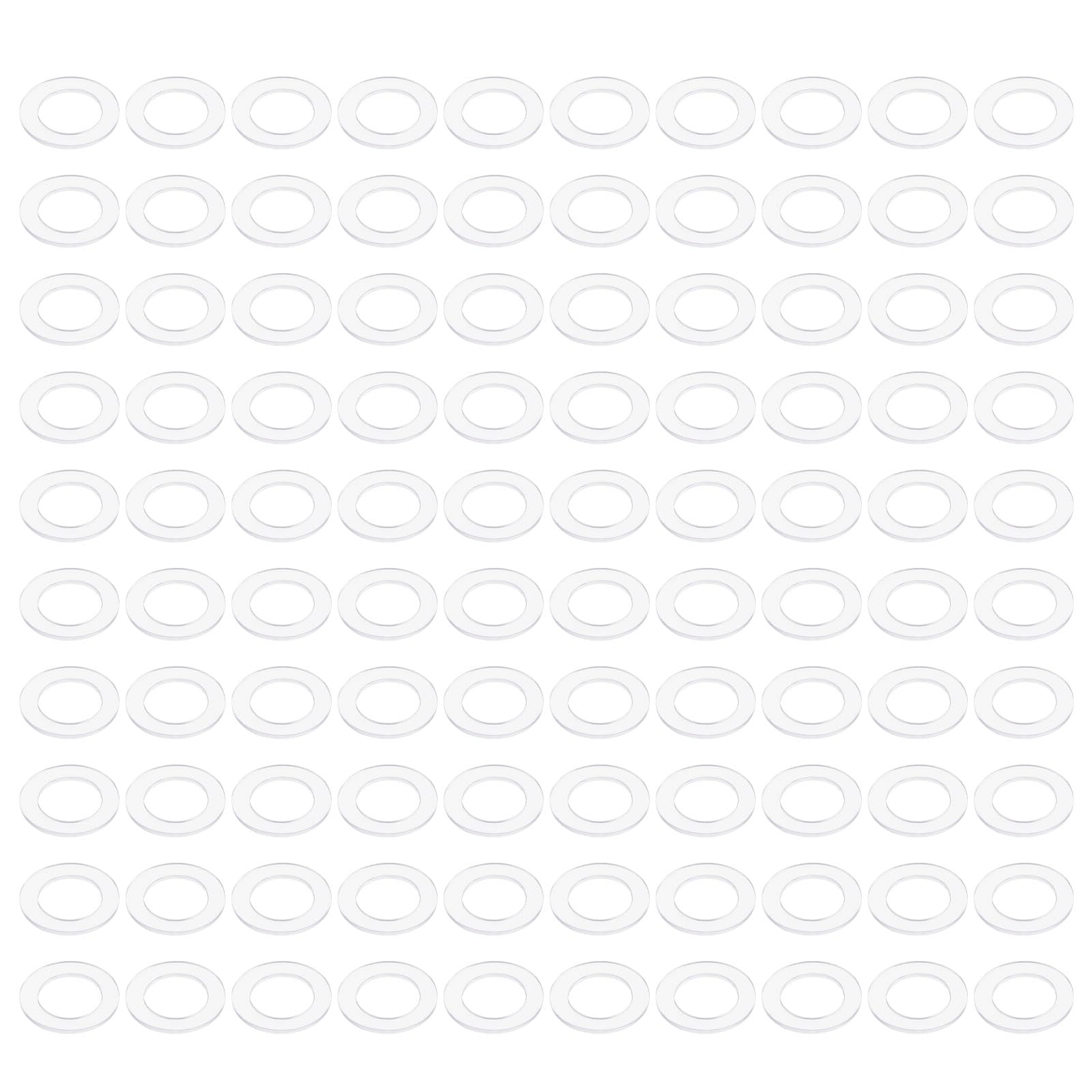 PATIKIL Nylon Flat Washers 8mm ID, 13mm OD, 0.8mm Thick M8 Metric Plastic Flexibility Gaskets Round Spacers-Applications for Faucet Valve Water Pipe Hose-[Qty 100 Clear]