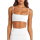 LASLULU Womens Adjustable Spaghetti Straps Sports Bra Square Neck Wireless Padded Workout Yoga Crop Tops