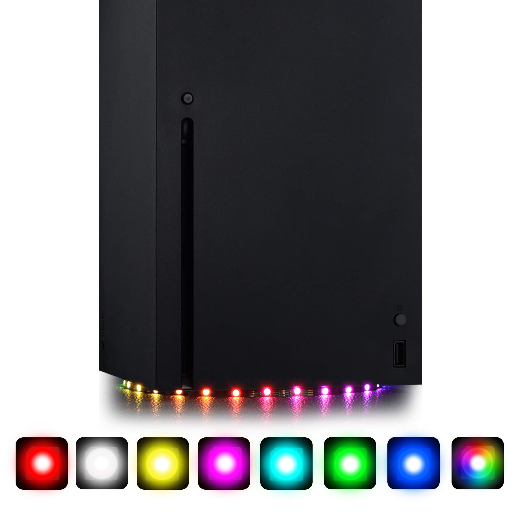 eXtremeRate PlayVital RGB LED Light Strip for Xbox Series X Console, 7 Colors 29 Effects DIY Decoration Accessories Flexible Tape Lights Strips Kit for Xbox Series X Console with IR Remote