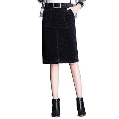 Women's Winter Corduroy High Waist Slit Midi Skirt Zambia Ubuy