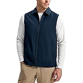 Rdruko Men's Golf Vest Lightweight Outerwear Windproof Water Resistant Grid Lining Vest with Zipper Pockets for Casual