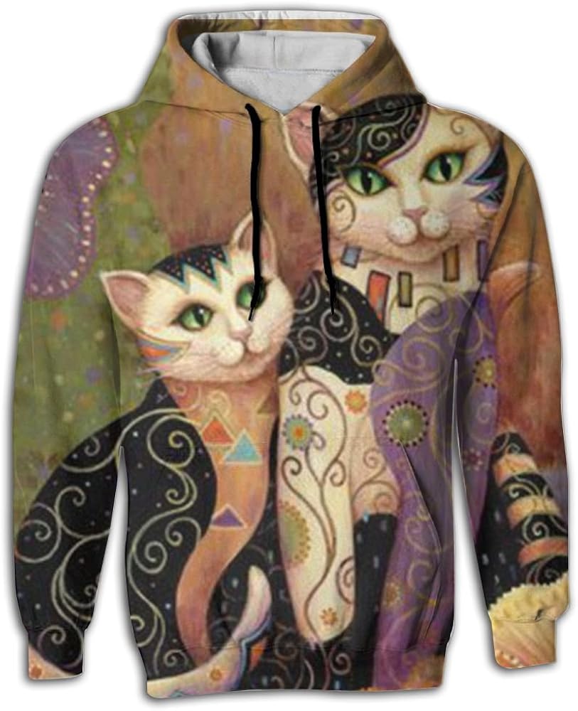 Animal Cat Men's Novelty Fashion Long Sleeve Hoodie Pocket In Front For