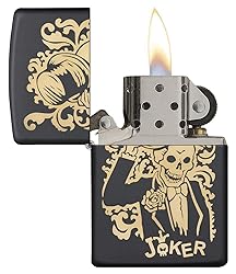 Zippo Joker Pocket Lighter, Black Matte Joker, One
