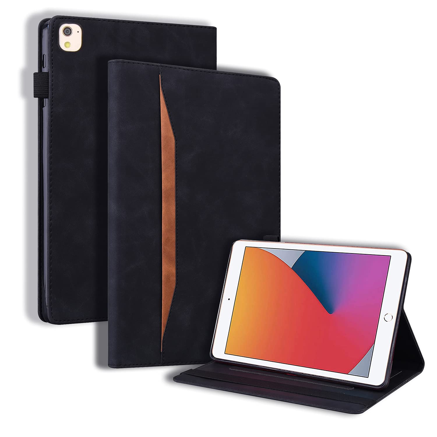 Auslbin Case for iPad 8th Gen/7th Gen(10.2 Inch 2020/2019),iPad Air 3 2019/iPad Pro 10.5 2017 Tablet,[Premium PU Leather][Auto Wake/Sleep][Pen Holder][Multi Angle Kickstand][with Card Slots] - Black