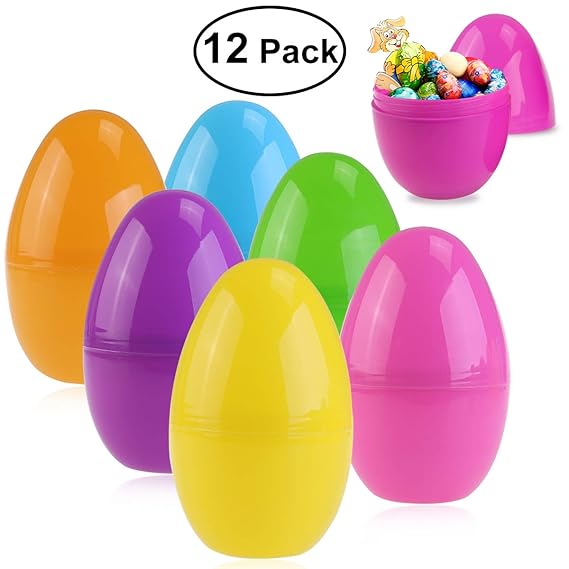 BESTOMZ Jumbo Plastic Easter Egg Containers For Kids to Fill with