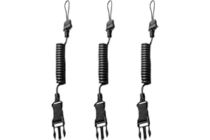 AGORIZEO Tactical 3 Color Pistol Retention Lanyard for Military Police Law Enforcement Security - Spring Strap Anti-Loss Elastic Coil Lanyard with Detachable Buckle for Belt MOLLE Backpack
