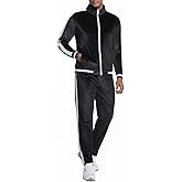 ANOTWENER Men's 2 Piece Tracksuits Velour Sweatsuits Athletic Fit Velvet Outfit Jogging Full Zip Jacket Pants Set