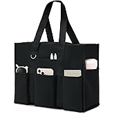 Becokan Large Tote Bag for Women Waterproof with 12 Pockets Top Zipper Closure Utility Teacher Nurse Bags for Work School