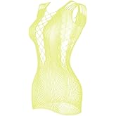 Vorifun Women's Mesh Lingerie Fishnet Babydoll Mini Dress Free Size Bodysuit