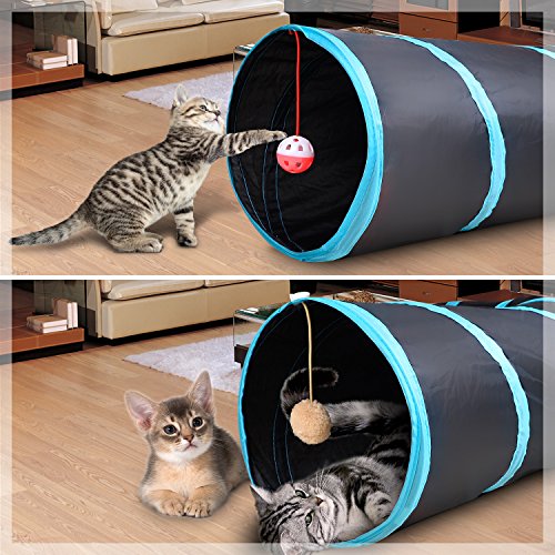 Myguru Cat Tunnel, Upgraded Collapsible 4 Way Crinkle Cat Toy Tube with