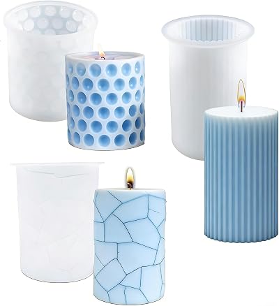 WYAHYQ Silicone Candle Moulds Set - 3 Pillar Designs for Candle Making