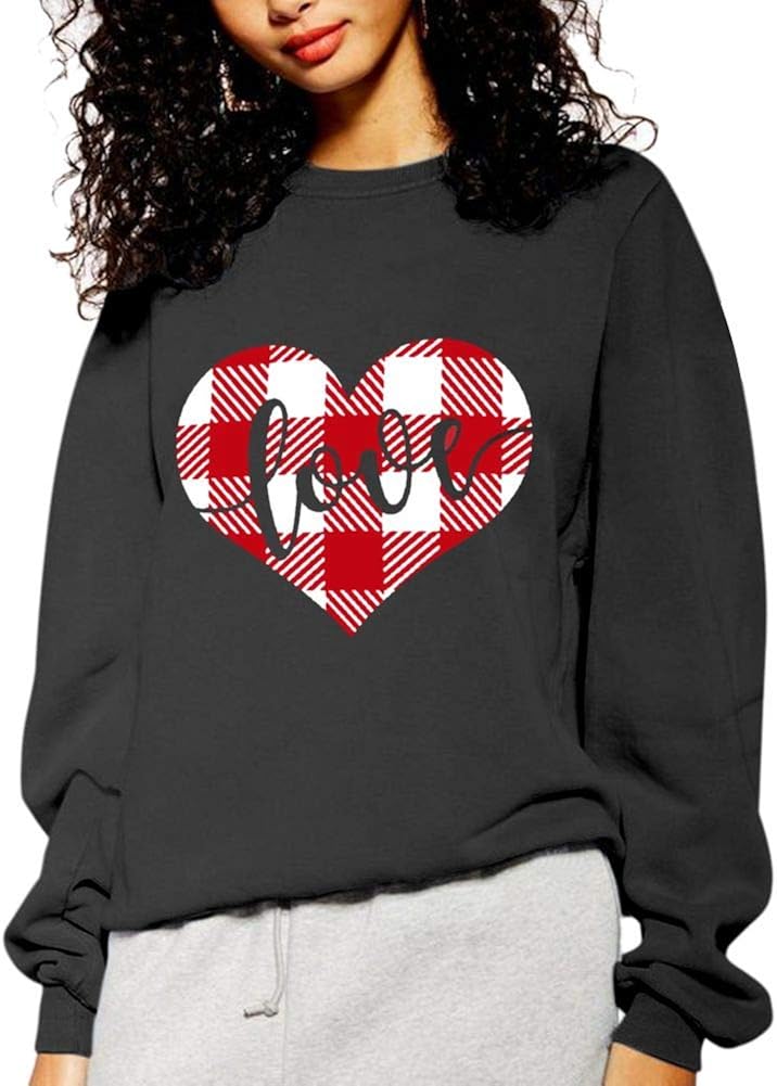 Plaid Love Heart Hoodie Valentine Gift for Girl Oversized Sweatshirt for Women at Amazon Womenâs 