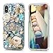 iPhone X Case, iPhone Xs Case, Mavis's Diary Full Edge Protective Plastic Case 3D Handmade Crystal Clear Bling Diamonds Shiny Colorful Rhinestone Blue Crown Pumpkin Car High-Heeled Hard PC Cover