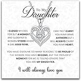ShinyHug Double Heart To My Daughter Necklace from Dad and Mom with Rose Box - Daughter Christmas Gifts, Valentines, Mother's Day, Birthday Gifts for Daughter