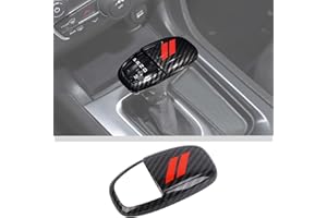 JWWY Gear Shift Shifter Knobs Cover Trim for 2015-2025+ Dodge Challenger Charger 2018-2025 Durango Interior Accessories Red Carbon Fiber