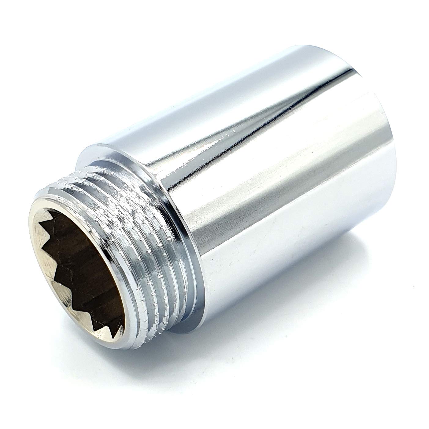 3/4" BSP Pipe Thread Extension Female x Male Chrome Brass - 40mm Long