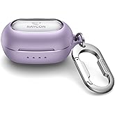 SURITCH Case for Raycon Everyday Earbuds Classic Headphones, Shockproof Magnetic Case for Raycon Bluetooth Headset True Wireless Earbuds, Protective Cover with Magnetic Lid Lock & Carabiner, Purple
