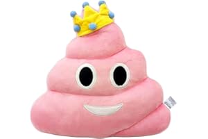 EvZ Emoji Crown Poo Face Emoticon Cushion Stuffed Plush Soft Pillow, Official Certified, 35cm Pink
