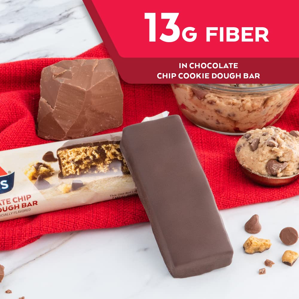Atkins Chocolate Chip Cookie Dough Protein Meal Bar, High Fiber, 1g Sugar, 3g Net Carbs, Meal Replacement, 5 Count (Pack of 6)