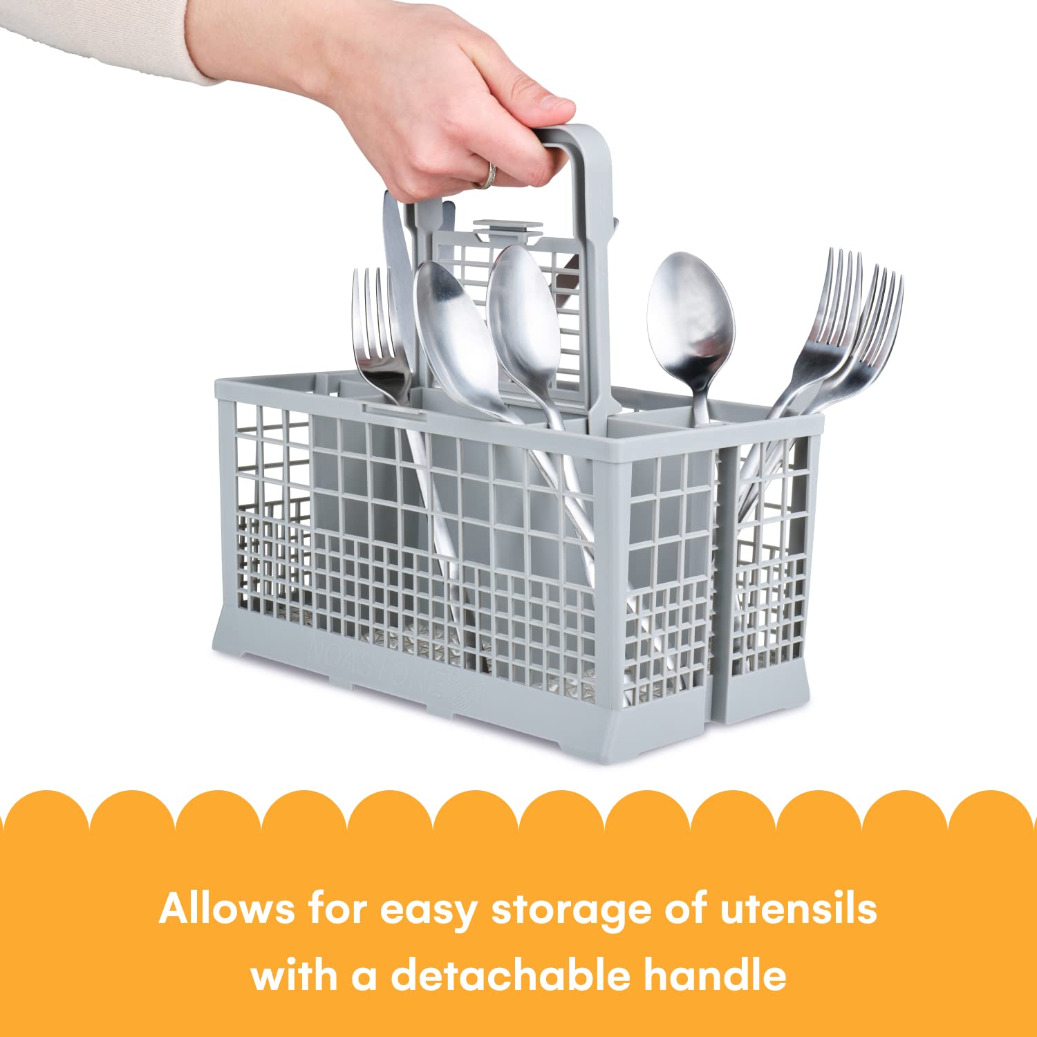 Noa Store Universal Dishwasher Silverware Basket with 7 Compartments and Handle - Ideal for Organizing Cutlery - Silverware Drainer Basket for Kitchen Clean Up - Compatible with Baby Bottles and More