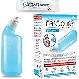 Nasopure Nasal Wash, System Kit, “The Nicer Neti Pot” Sinus Rinse Kit, Comfortable Nasal Rinse 8 Oz Bottle & 20 Salt Packets 