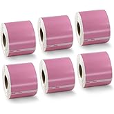 BETCKEY Colored Labels Compatible with Dymo 30323 (2-1/8" x 4") Name Badge Labels, Compatible for Dymo LabelWriter Thermal 450, 4XL & Zebra Desktop Printers [6 Rolls, 1320 Labelss, Pink]