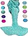 Coroler Adorable Mermaid Tail Blanket Snuggle Sleeping Bags with Wave Pattern for Adults,Green