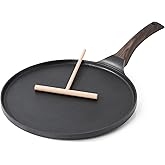 SENSARTE Nonstick Crepe Pan, Swiss Granite Coating Dosa Pan Pancake Flat Skillet Tawa Griddle 12-Inch with Stay-Cool Handle, Induction Compatible (Black)
