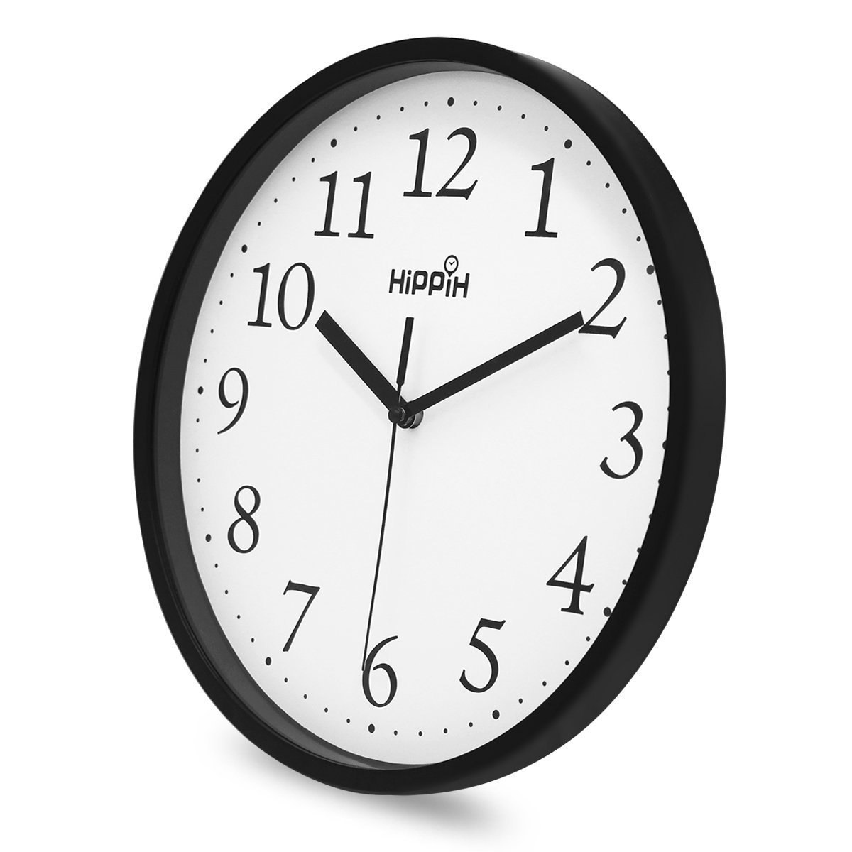 HIPPIH Black Wall Clock Silent Non Ticking Quality Quartz, 10 Inch