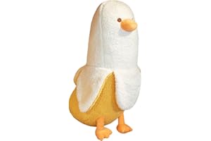 PEACH CAT Banana Duck Plush Toy Cute Plushie Hugging Plush Pillow Duck Stuffed Animal for Girls and Boys White 19.7"
