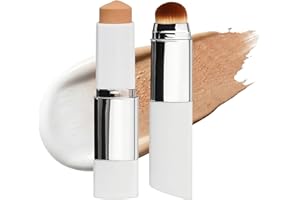 Color-Changing Foundation Stick with Built-In Brush, Dewy Finish Cream Foundation, Buildable Medium to Full Coverage, Skin-Ad
