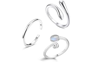 Jstyle 925 Sterling Silver Open Toe Rings Set for Women Adjustable Turquoise Moonstone Band Tail Ring Women Beach Foot Jewelry Set