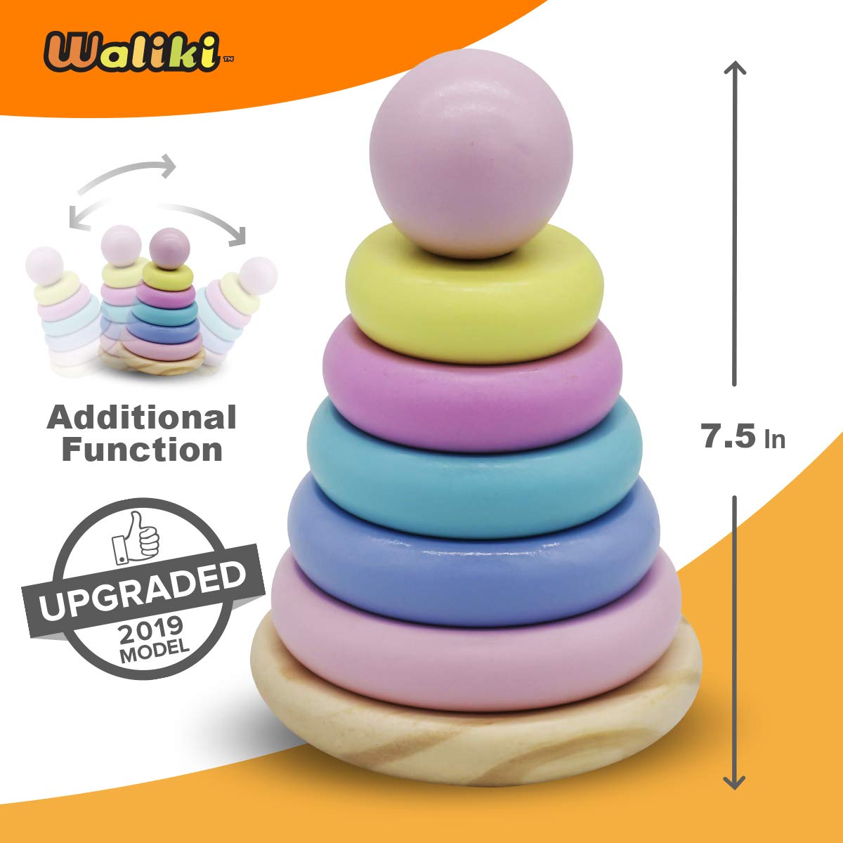 WALIKI Deluxe Wooden Toy Bundle for Girls | Pastel Pounding Bench, Shape Sorter Box & Rainbow Stacker | Montessori Toys for Toddlers & Preschoolers | Ages 2-5 | Educational Gift
