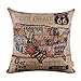 LINKWELL 18x18 Vintage American Map USA Route 66 Burlap Cushion Covers Pillow Case