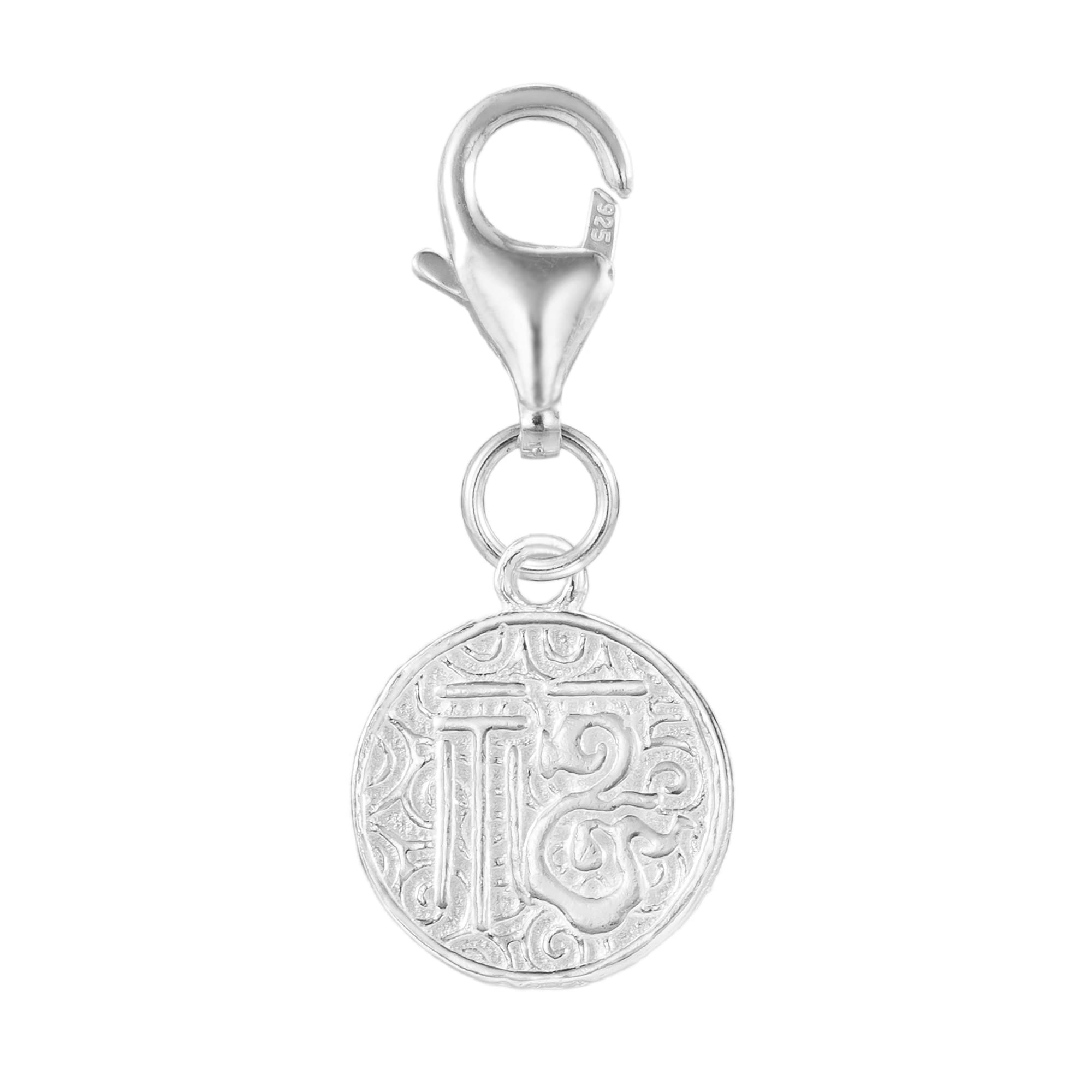 925 Sterling Silver Chinese Fortune Clip On Charm Lobster Clasp for Bracelet Necklace 2-Sided