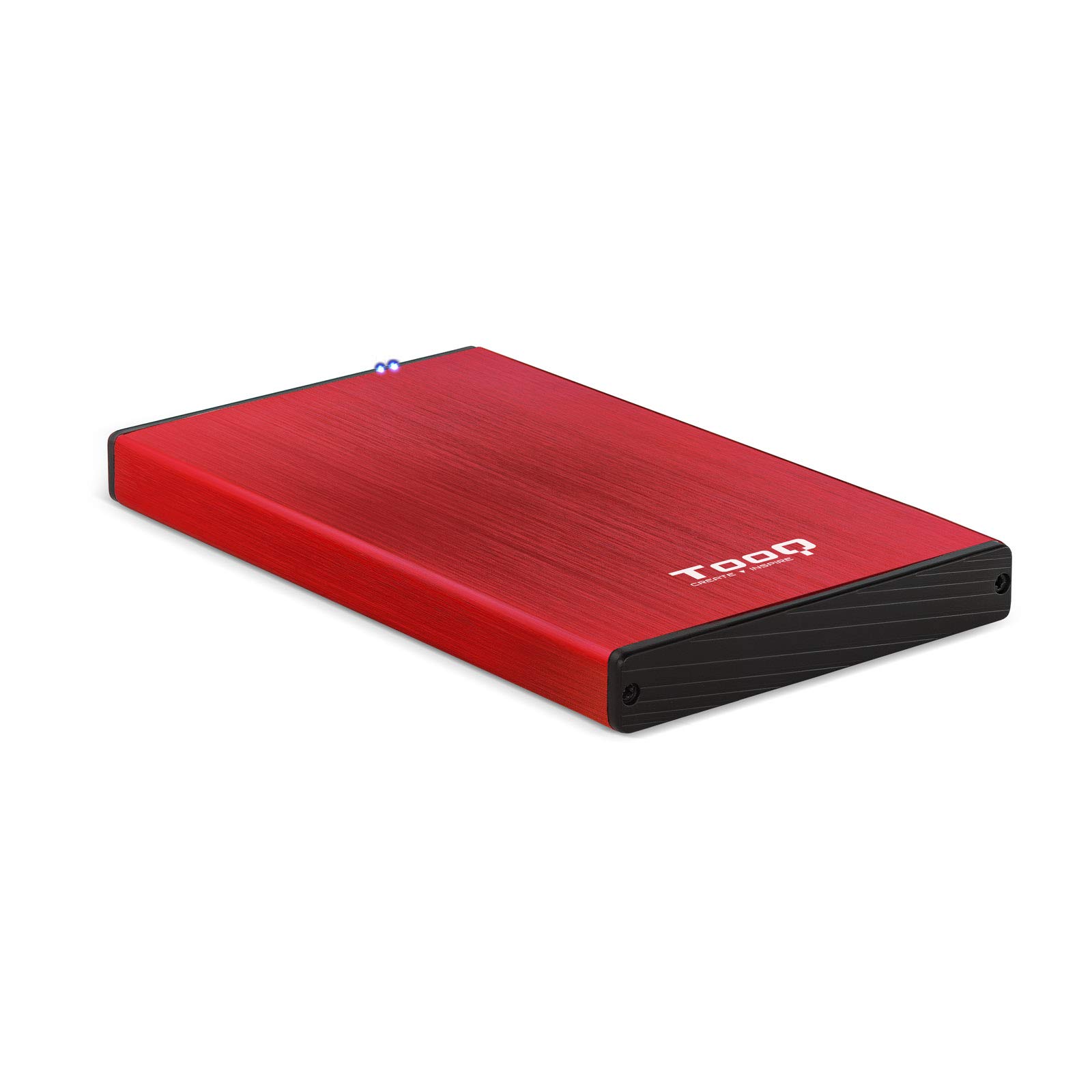 TooQ TQE-2527R Hard Drive Enclosure for 2.5 inch HDD (SATA I/II/III up to 9.5 mm High), Aluminium, LED Indicator, Red 50 g