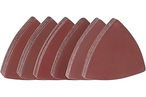 HARFINGTON 60pcs Triangular Hook & Loop Sandpapers 600/800/1000/1200/1500/2000 Grits 3-1/8" Aluminum Oxide Sanding Pads Mouse