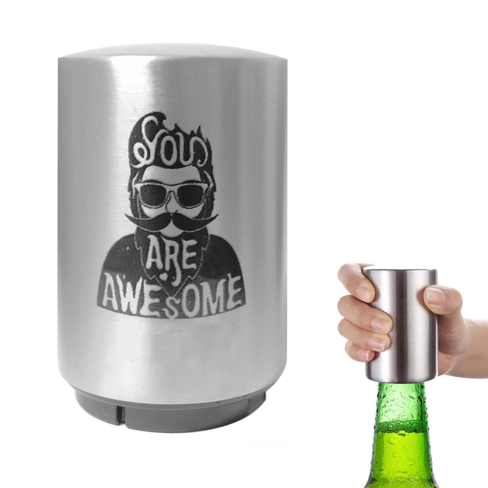 Push Down Bottle Opener,Magnetic Bottle Openers,Beer Bottle Openers for Men Automatic Bottle Opener,Beer Bottle Cap Opener Tool,Kitchen Gadgets Novelty Unique Gifts for Men — image 1