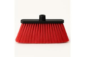 Healing Atlas LUZIA Red 14" Pro Max Edition – Ultra Dense Flagged Bristles – Heavy-Duty Push Broom Head – Universal 7/8" Thread – Recycled PP (RED, LUZIA)